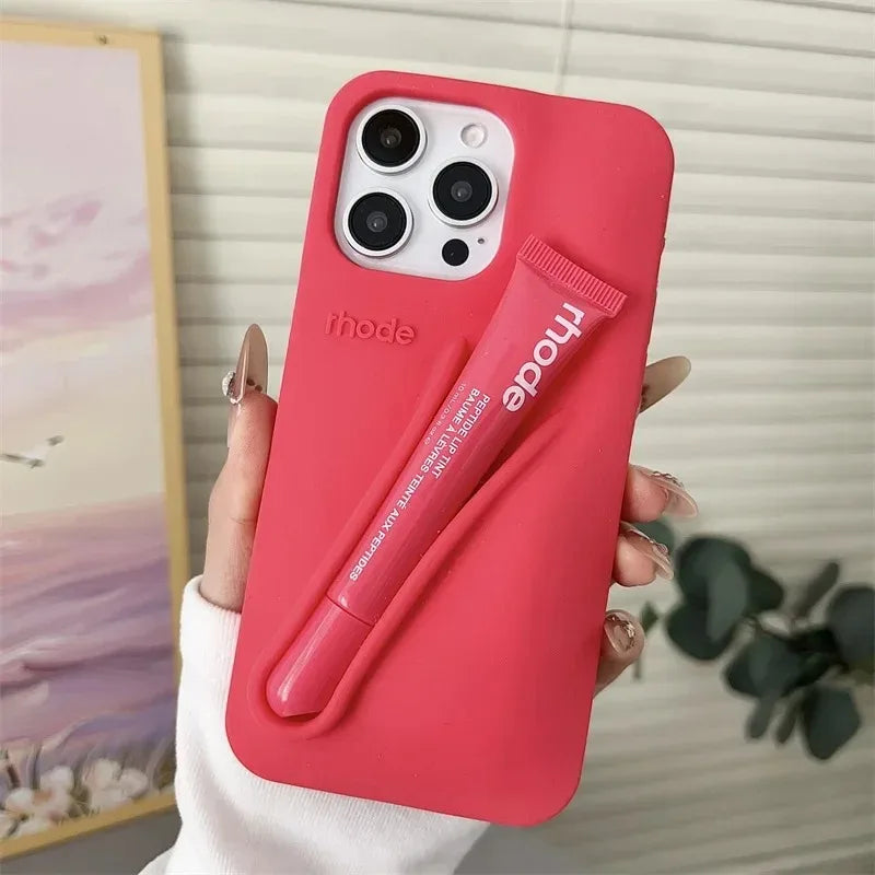 Brand Soft Silicone Case for IPhone17 16 15 14 13 12 11 Pro Max Plus Air Lipstick Portable Phone Case Without Lip Gloss and Box