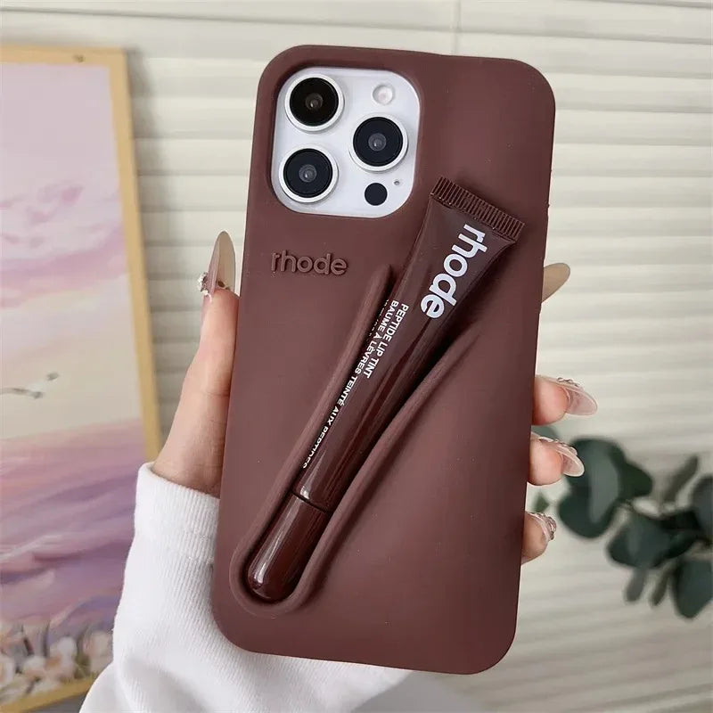 Brand Soft Silicone Case for IPhone17 16 15 14 13 12 11 Pro Max Plus Air Lipstick Portable Phone Case Without Lip Gloss and Box