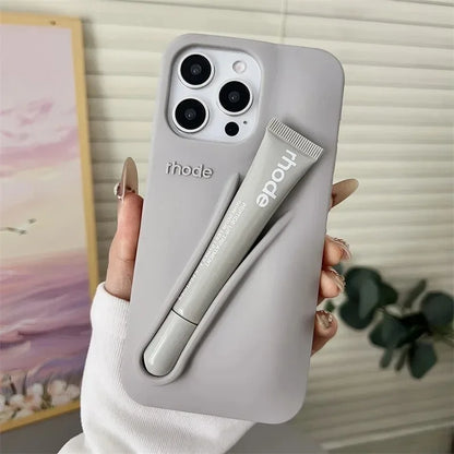 Brand Soft Silicone Case for IPhone17 16 15 14 13 12 11 Pro Max Plus Air Lipstick Portable Phone Case Without Lip Gloss and Box