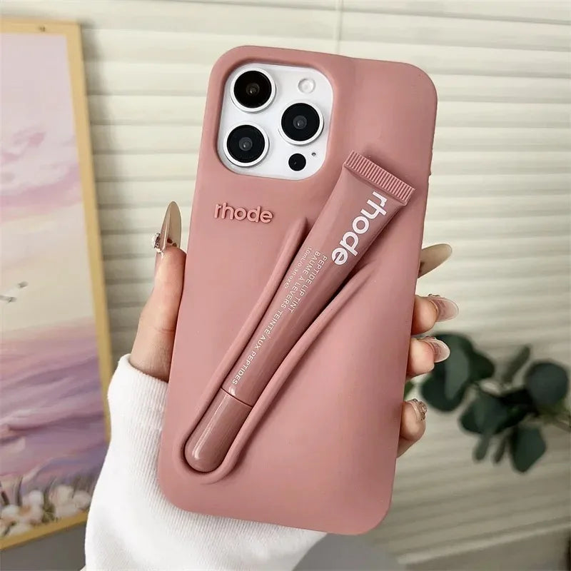 Brand Soft Silicone Case for IPhone17 16 15 14 13 12 11 Pro Max Plus Air Lipstick Portable Phone Case Without Lip Gloss and Box