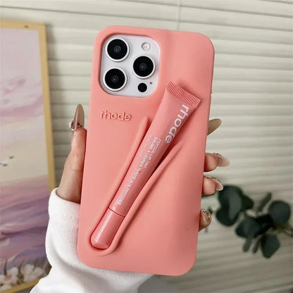 Brand Soft Silicone Case for IPhone17 16 15 14 13 12 11 Pro Max Plus Air Lipstick Portable Phone Case Without Lip Gloss and Box