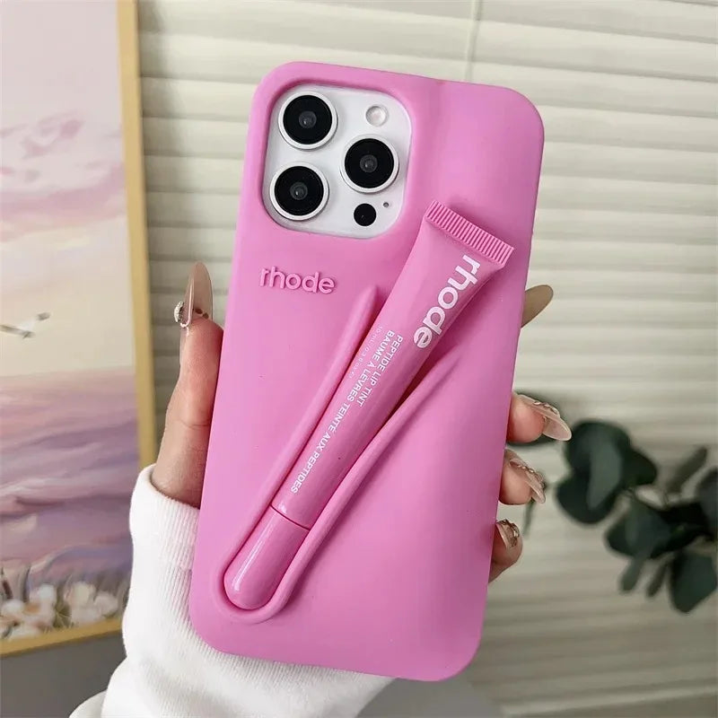 Brand Soft Silicone Case for IPhone17 16 15 14 13 12 11 Pro Max Plus Air Lipstick Portable Phone Case Without Lip Gloss and Box