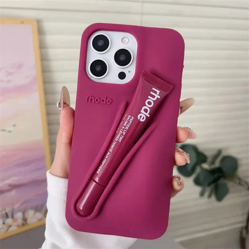 Brand Soft Silicone Case for IPhone17 16 15 14 13 12 11 Pro Max Plus Air Lipstick Portable Phone Case Without Lip Gloss and Box